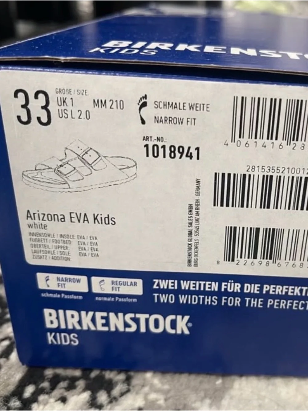 Birkenstock Kids White Two-Buckle EVA Slide Sandals